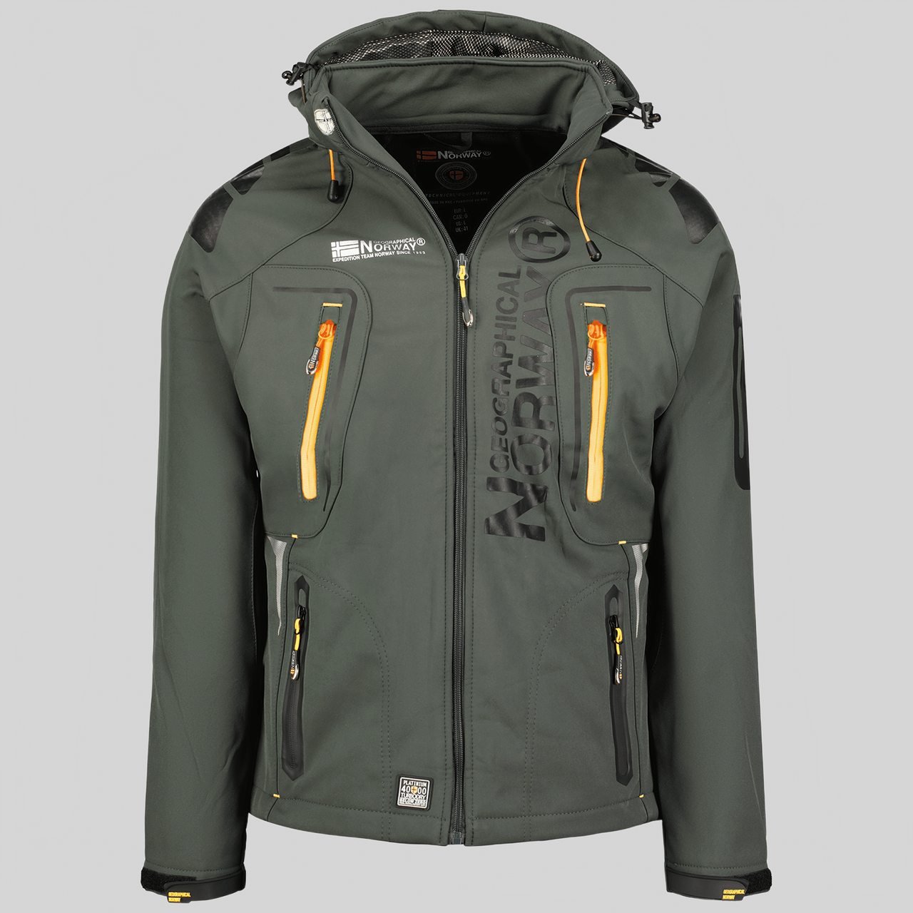 Geographical Norway Techno Homme - Iconic Softshell Jacket Dark Grey Orange - Geographical Norway - S Dark Grey Orange