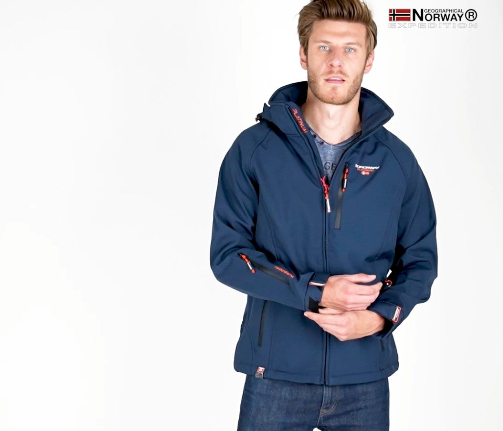 Veste Softshell Homme Geographical Norway Royaudb - Coupe-vent, Imperméable, Capuche Amovible, Multi-poches - 14