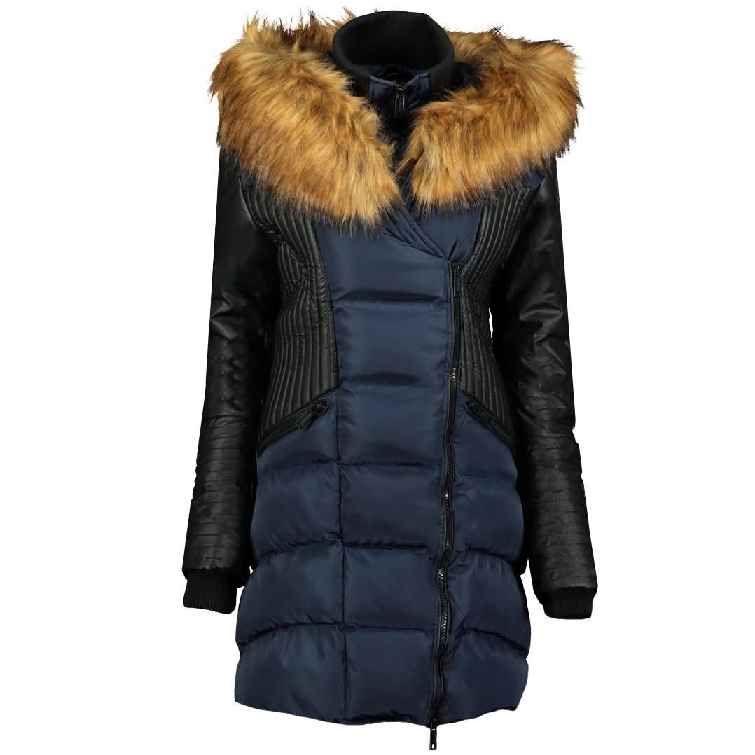 Geographical Norway Ausmose Damen - Damenparka mit Kapuze aus Bi-Material - Geographical Norway AUSMOSE_LADY_NOIR_S_SDB-AUSMOSE_LADY_NOIR_M_SDB-AUSMOSE_LADY_NOIR_L_SDB-.AUSMOSE_LADY_SCHWARZ_XL_SDB-AUSMOSE_LADY_SCHWARZ_XXL_SDB-AUSMOSE_LADY_MARINE_S_SDB-AUSMOSE_LADY_MARINE_M_SDB-AUSMOSE_LADY_MARINE_L_SDB-AUSMOSE_LADY_MARINE_XL_SDB-AUSMOSE_LADY_MARINE_XXL_SDB