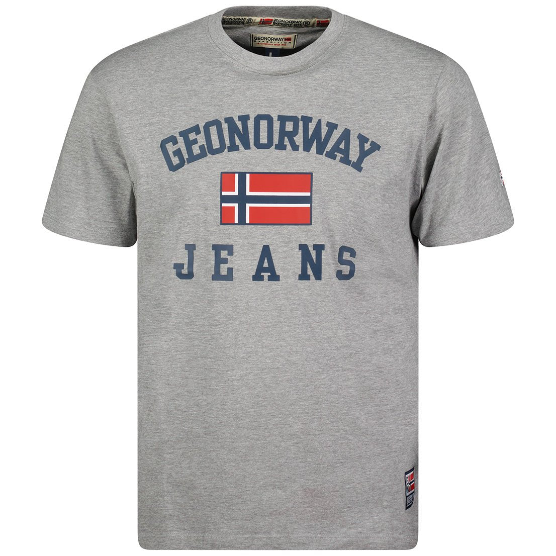 Geographical Norway Jadsen - T-Shirt Mann Kurzarm Rundhalsausschnitt Flagge Ärmel und Druck - Geographical Norway JADSEN_MEN_GRIS_CLAIR_3XL_SDB-JADSEN_MEN_BLANC_3XL_SDB-JADSEN_MEN_GRIS_CLAIR_L_SDB-.JADSEN_MEN_BLANC_L_SDB-JADSEN_MEN_GRAIS_CLAIR_M_SDB-JADSEN_MEN_BLANC_M_SDB-JADSEN_MEN_GRAIS_CLAIR_XL_SDB-JADSEN_MEN_BLANC_XL_SDB-JADSEN_MEN_BLANC_XXL_SDB-JADSEN_MEN_GRAIS_CLAIR_XXL_SDB