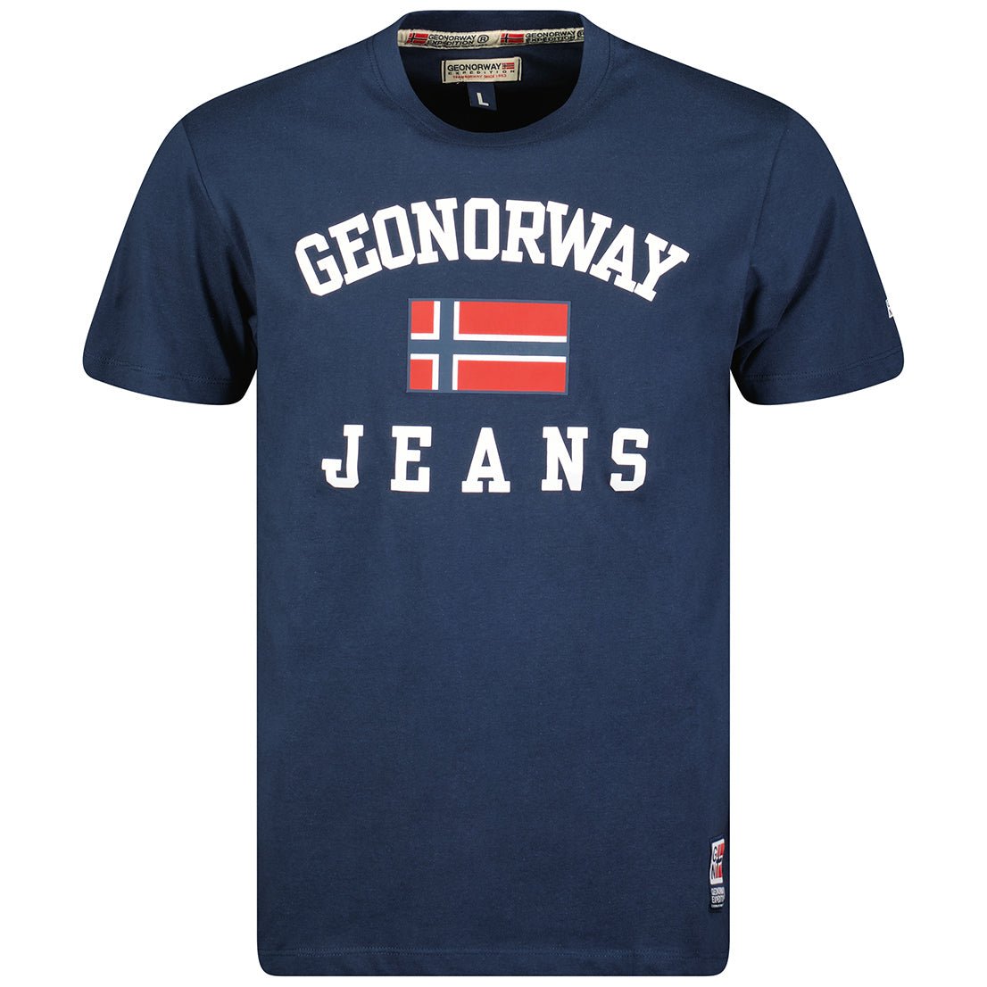 Geographical Norway Jadsen - T-Shirt Mann Kurzarm Rundhalsausschnitt Flagge Ärmel und Druck - Geographical Norway JADSEN_MEN_GRIS_CLAIR_3XL_SDB-JADSEN_MEN_BLANC_3XL_SDB-JADSEN_MEN_GRIS_CLAIR_L_SDB-.JADSEN_MEN_BLANC_L_SDB-JADSEN_MEN_GRAIS_CLAIR_M_SDB-JADSEN_MEN_BLANC_M_SDB-JADSEN_MEN_GRAIS_CLAIR_XL_SDB-JADSEN_MEN_BLANC_XL_SDB-JADSEN_MEN_BLANC_XXL_SDB-JADSEN_MEN_GRAIS_CLAIR_XXL_SDB