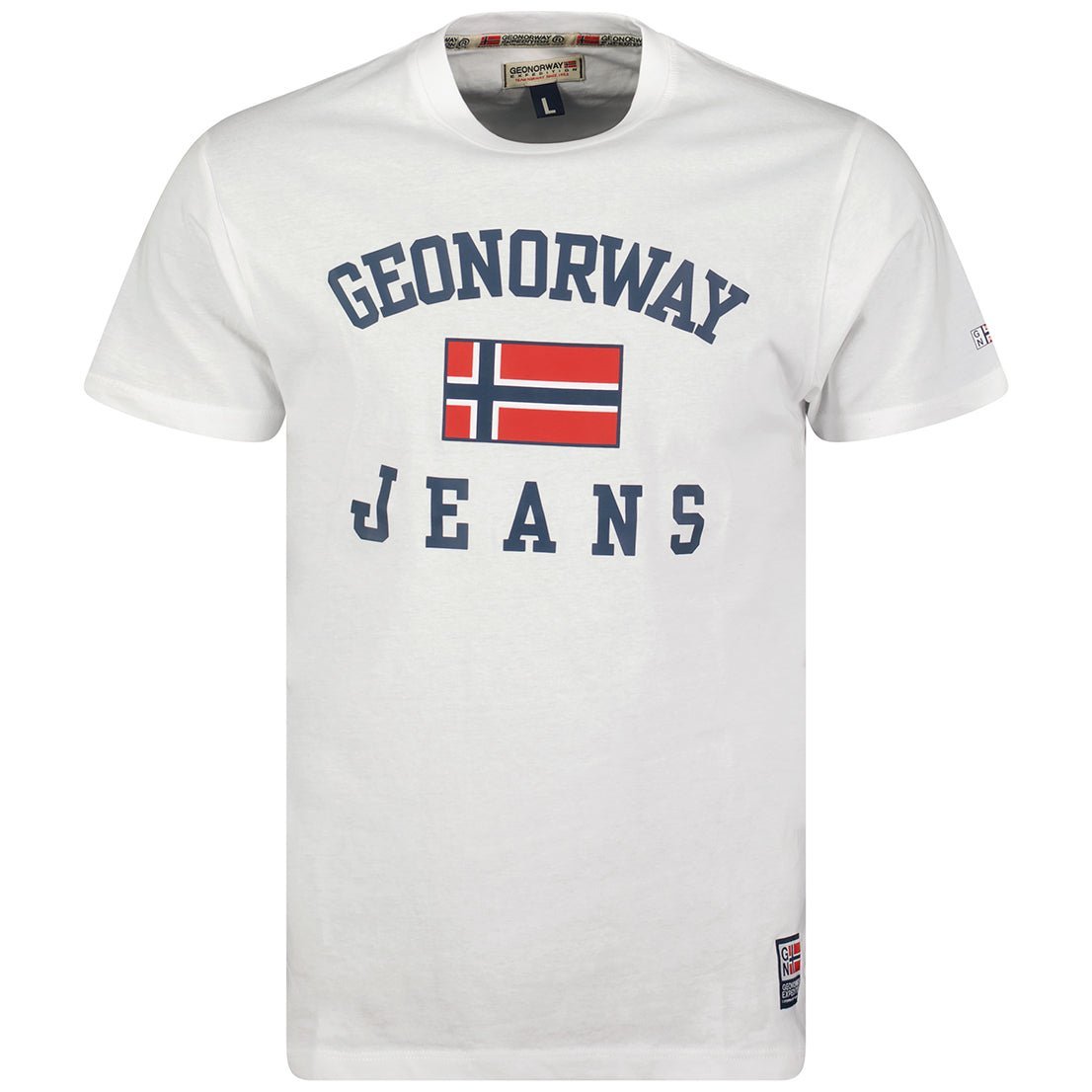 Geographical Norway Jadsen - T-Shirt Mann Kurzarm Rundhalsausschnitt Flagge Ärmel und Druck - Geographical Norway JADSEN_MEN_GRIS_CLAIR_3XL_SDB-JADSEN_MEN_BLANC_3XL_SDB-JADSEN_MEN_GRIS_CLAIR_L_SDB-.JADSEN_MEN_BLANC_L_SDB-JADSEN_MEN_GRAIS_CLAIR_M_SDB-JADSEN_MEN_BLANC_M_SDB-JADSEN_MEN_GRAIS_CLAIR_XL_SDB-JADSEN_MEN_BLANC_XL_SDB-JADSEN_MEN_BLANC_XXL_SDB-JADSEN_MEN_GRAIS_CLAIR_XXL_SDB