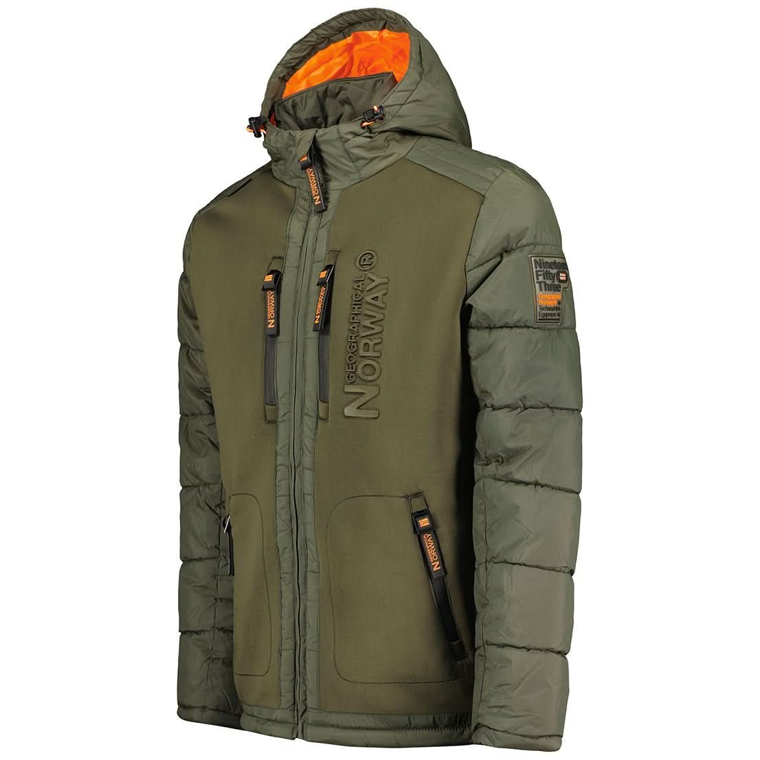 Geographical Norway Beachwood Homme - Steppjacke mit kontrastierender Wattierung und Steppjacke Khaki Orange - Geographical Norway - S Khaki Orange
