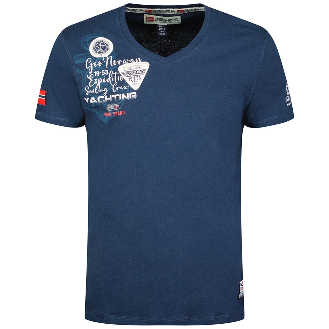 Geographical Norway Jademora Homme - V-neck T-shirt, short sleeves - Geographical Norway JADEMORA_MEN_MARINE_M_SDB-JADEMORA_MEN_BLANC_M_SDB-JADEMORA_MEN_MARINE_L_SDB-JADEMORA_MEN_BLANC_L_SDB-JADEMORA_MEN_MARINE_XL_SDB-JADEMORA_MEN_BLANC_XL_SDB-JADEMORA_MEN_MARINE_XXL_SDB-JADEMORA_MEN_BLANC_XXL_SDB-JADEMORA_MEN_BLANC_3XL_SDB-JADEMORA_MEN_GRIS_CLAIR_M_SDB