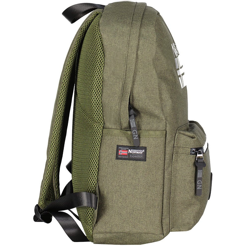 Geographical Norway Santos - Backpack with Front Zip Pocket, Prints and Flag - Geographical Norway SANTOS_SAC_MARINE_SDB-1-SANTOS_SAC_MARINE_SDB-5-SANTOS_SAC_KAKI_SDB-SANTOS_SAC_NOIR_SDB
