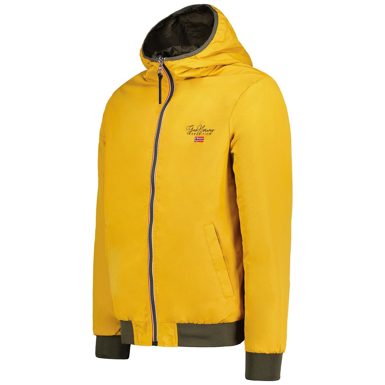 Geographical Norway Men's - Reversible Spring Jacket with Hood - Geographical Norway  S Khaki