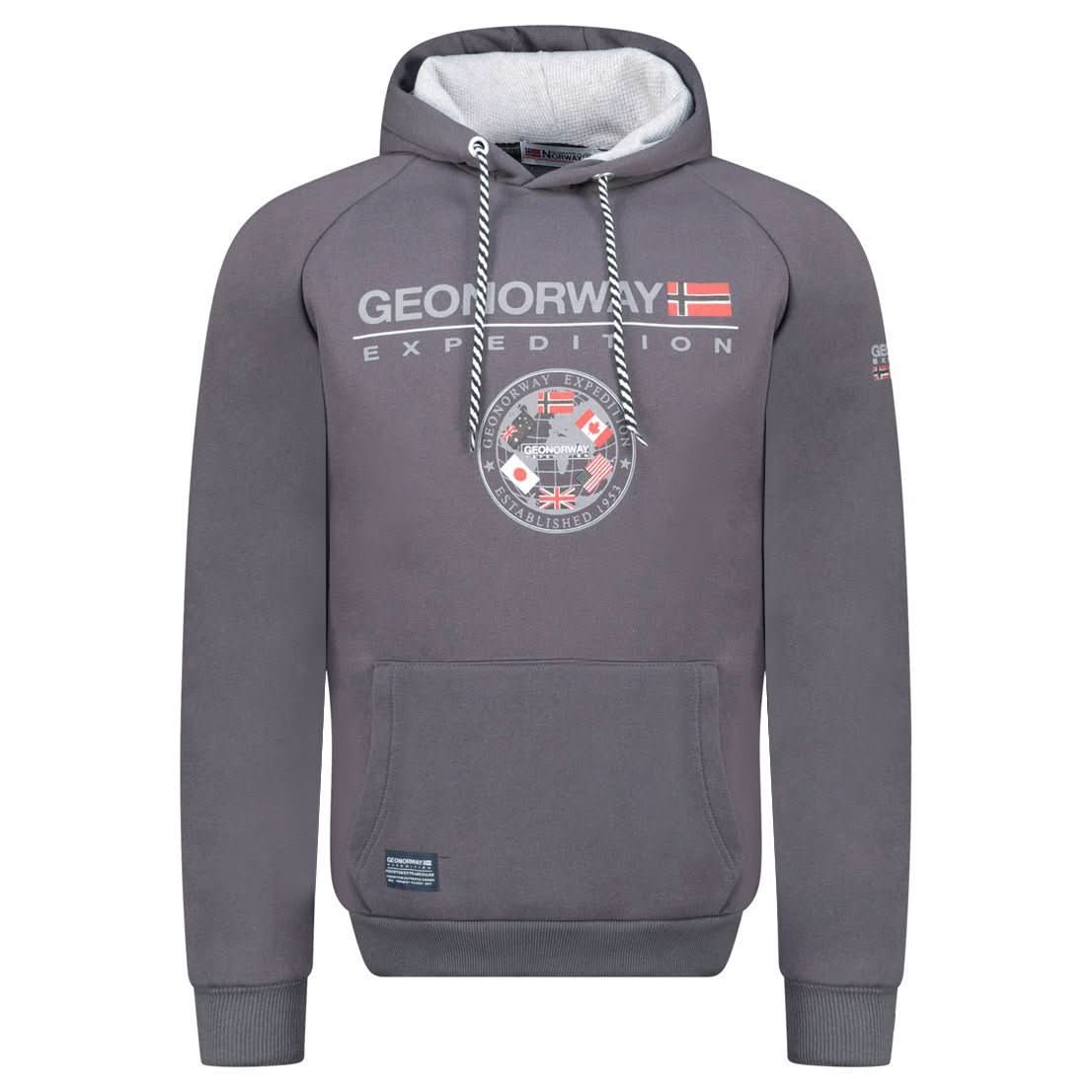Geographical Norway GVICK Homme - Hooded sweatshirt with prints and flag - Geographical Norway GVICK_MEN_NOIR_SDB-GVICK_MEN_NOIR_M_SDB-GVICK_MEN_NOIR_L_SDB-GVICK_MEN_NOIR_XL_SDB-GVICK_MEN_NOIR_XXL_SDB-GVICK_MEN_NOIR_3XL_SDB-GVICK_MEN_GRIS_FONCE_S_SDB-GVICK_MEN_GRIS_FONCE_M_SDB-GVICK_MEN_GRIS_FONCE_L_SDB-GVICK_MEN_GRIS_FONCE_XL_SDB