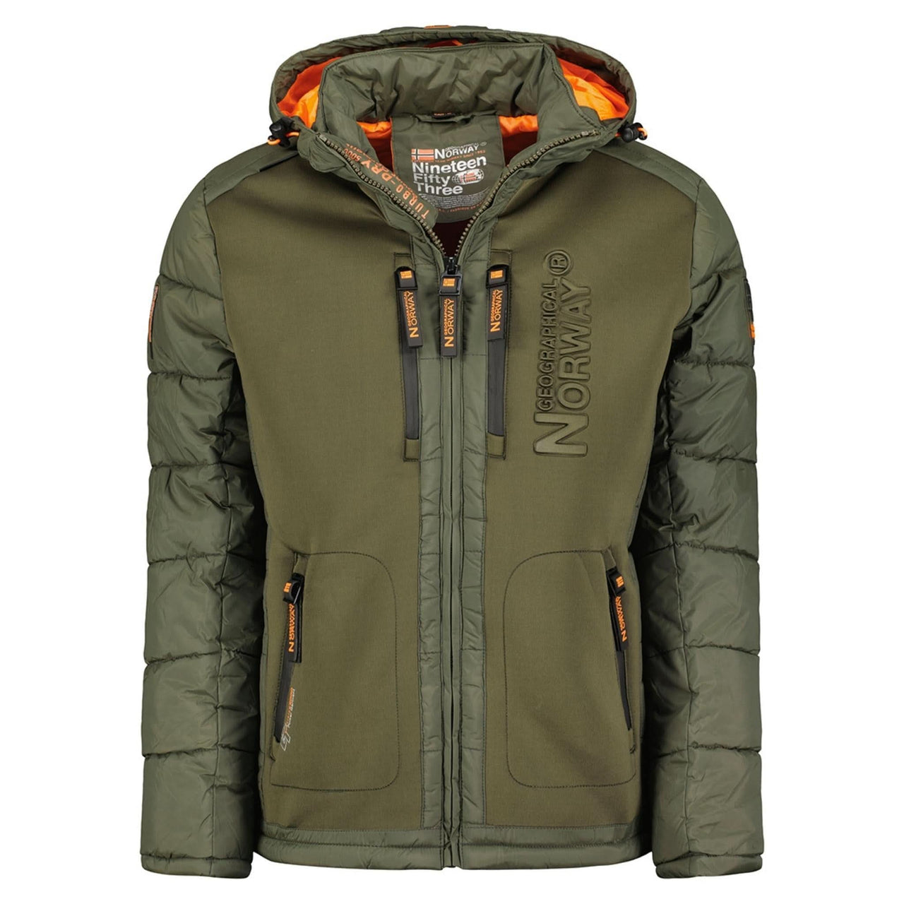 Geographical Norway Geographical Norway Beachwood Homme - Chaqueta acolchada bimatière contrastée et matelassée Kaki Orange - Geographical Norway - S Kaki Orange