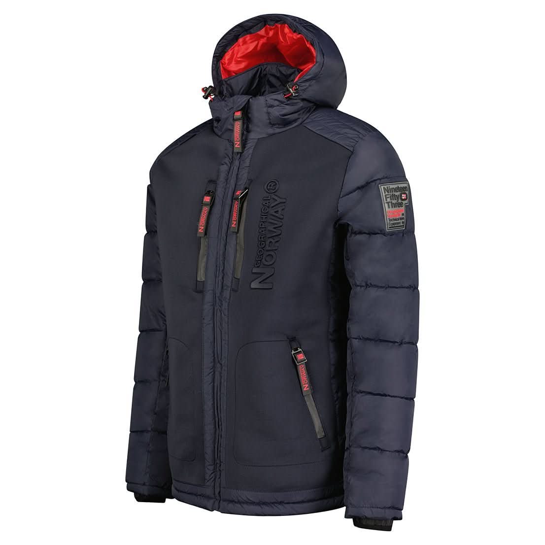 Geographical Norway Geographical Norway Beachwood Homme - Chaqueta acolchada bimatière contrastada y acolchada Rojo Marino - Geographical Norway - S Rojo Marino